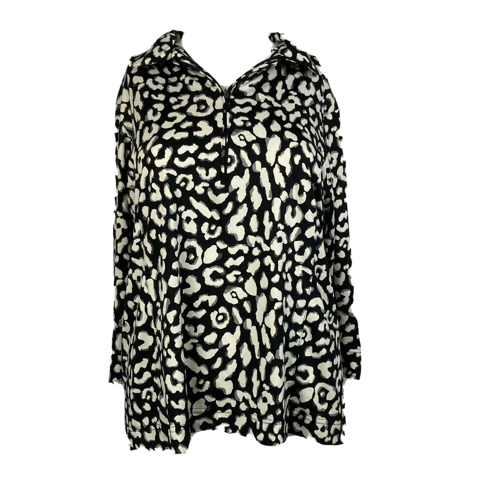 Sport Haley Shirt Womens Sz L Black Gray‎ Animal Print Pullover Golf Top 1/4 Zip